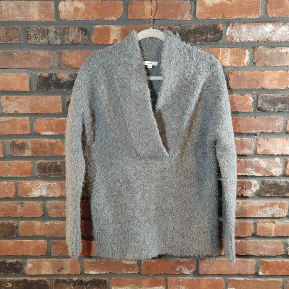 Vince Gray Crimped Shawl Collar Sweater Cozy Oversized Alpaca Blend Women's XS - Picture 5 of 10